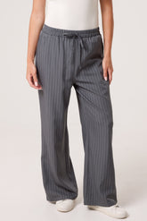 Elasticated Pinstripe Wide Leg Trousers
