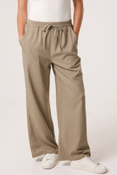 Elasticated Pinstripe Wide Leg Trousers