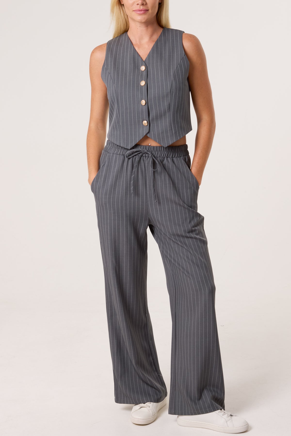 Pinstripe Waistcoat & Trouser Suit Co-Ord
