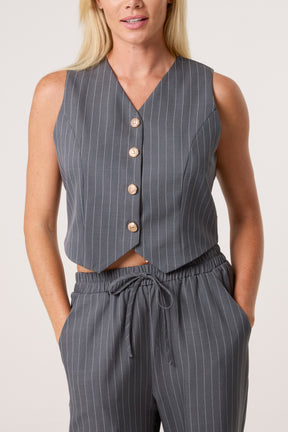Pinstripe Waistcoat & Trouser Suit Co-Ord
