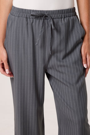 Elasticated Pinstripe Wide Leg Trousers