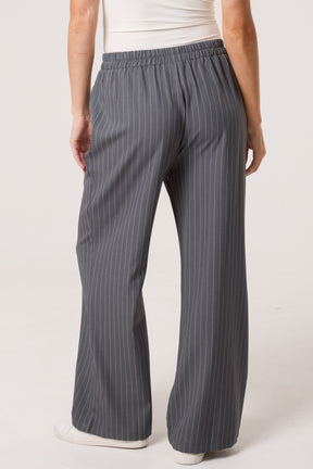Elasticated Pinstripe Wide Leg Trousers