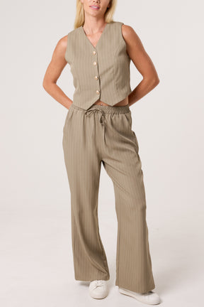 Pinstripe Waistcoat & Trouser Suit Co-Ord