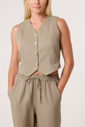 Pinstripe Waistcoat & Trouser Suit Co-Ord