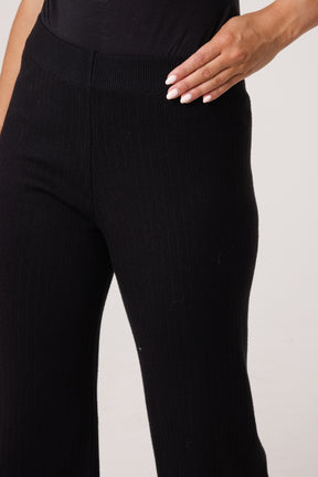 Ribbed Knit Wide Leg Trousers