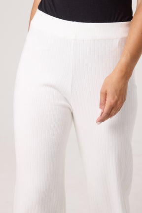 Ribbed Knit Wide Leg Trousers