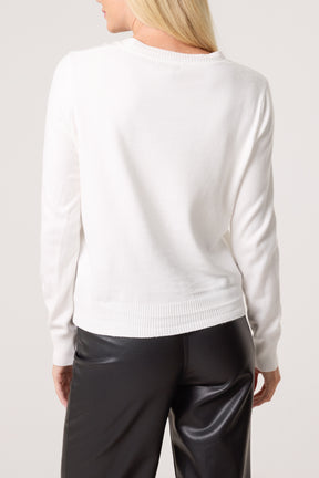 Round Neck Jewelled Button Cardigan