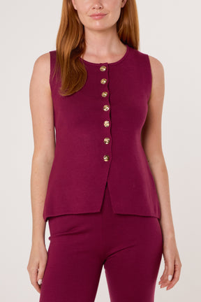 Ribbed Gold Button Waistcoat & Trouser Set