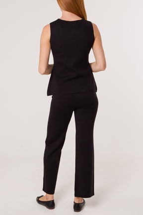 Ribbed Gold Button Waistcoat & Trouser Set