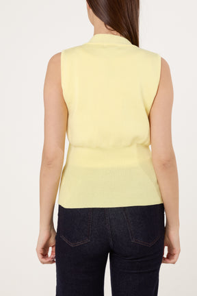 V-Shaped Gold Button Knit Vest Cardigan