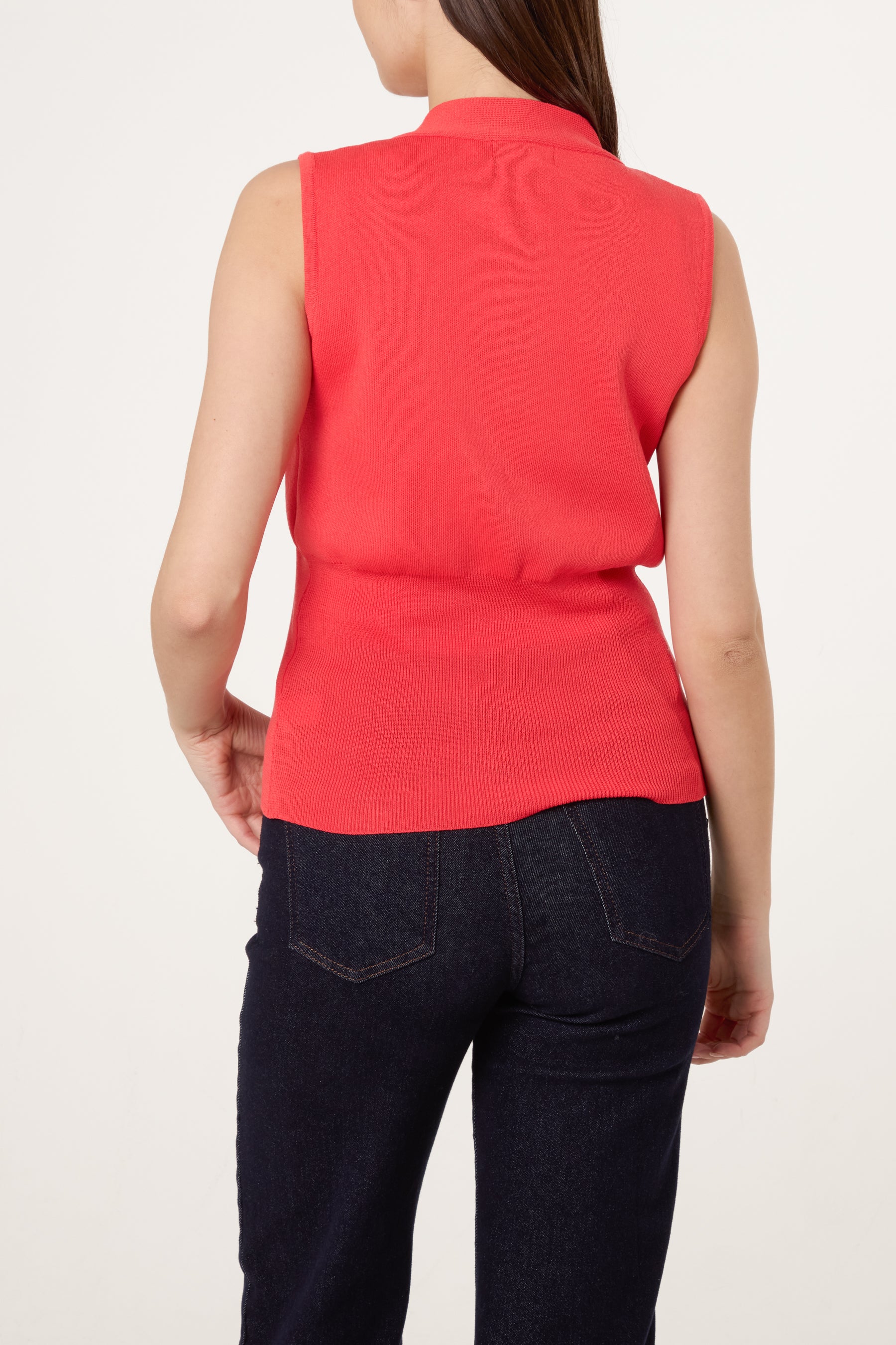 V-Shaped Gold Button Knit Vest Cardigan