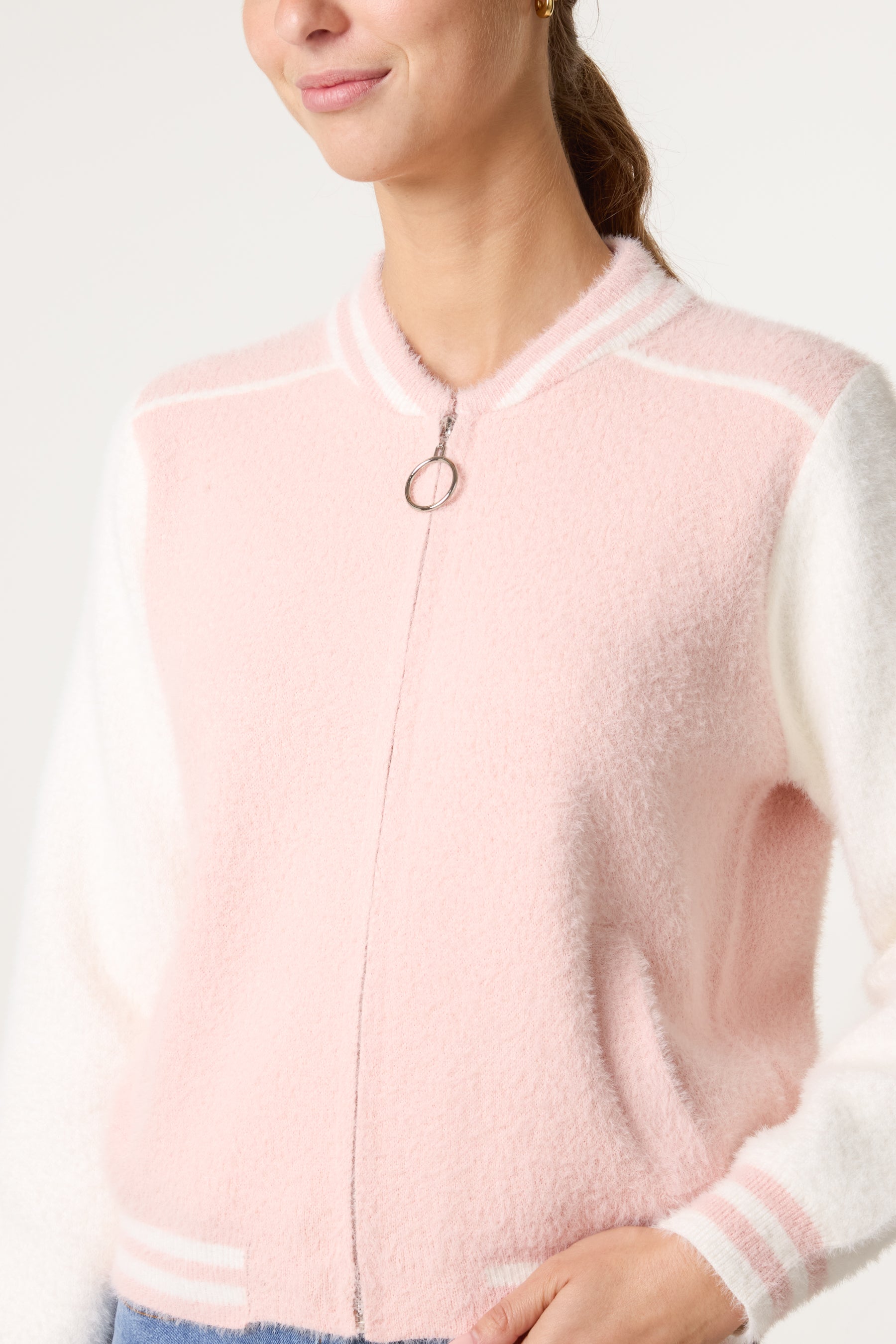 Knit Zip-Up Bomber Jacket