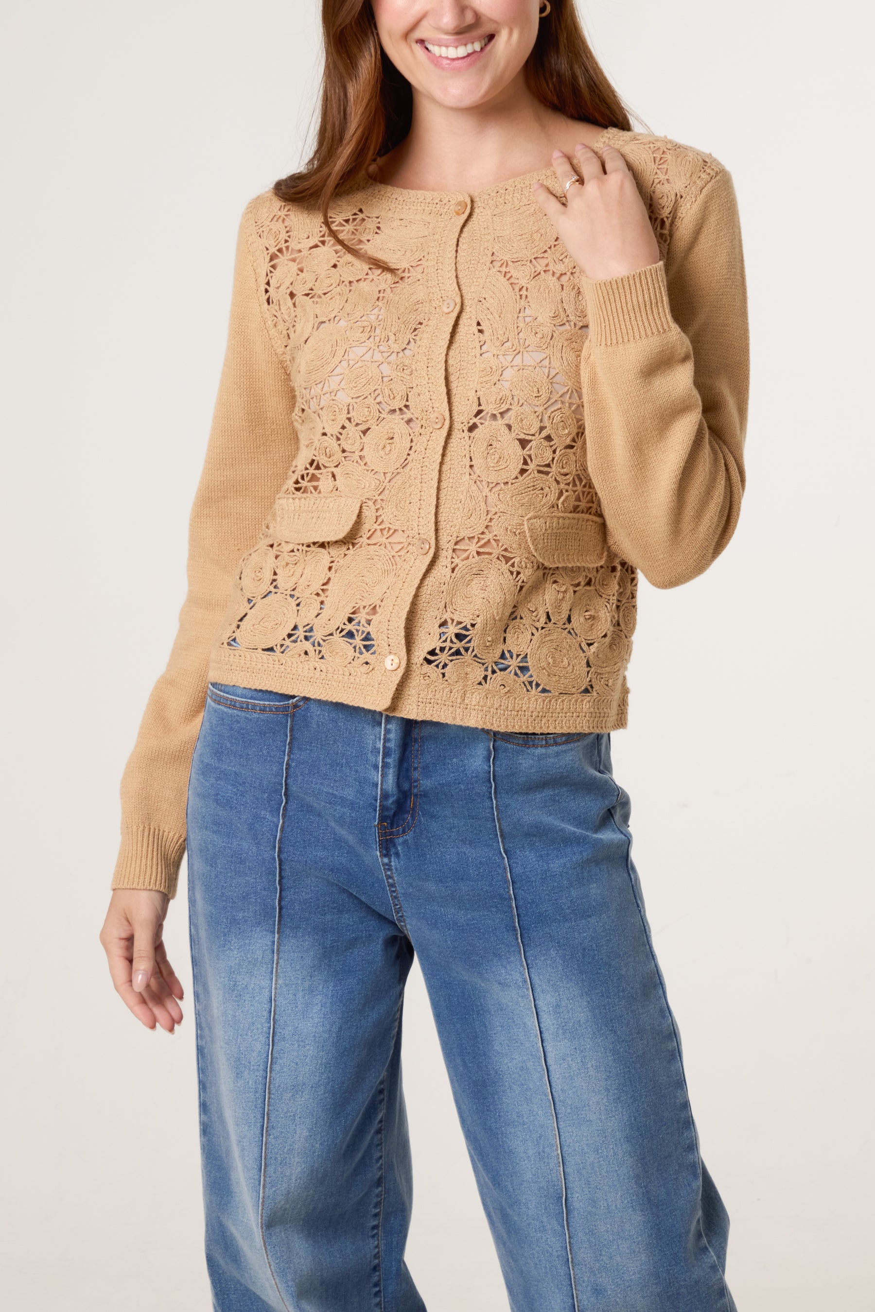 Knit Crochet Circles Cardigan