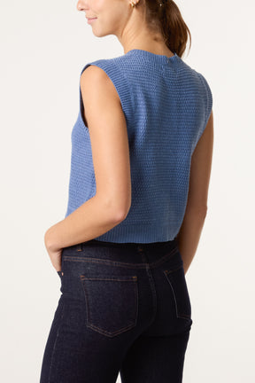 Gold Shell Button Knit Vest