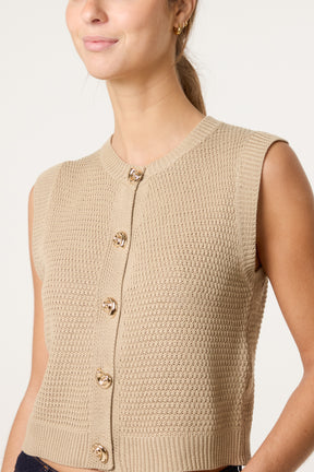 Gold Shell Button Knit Vest