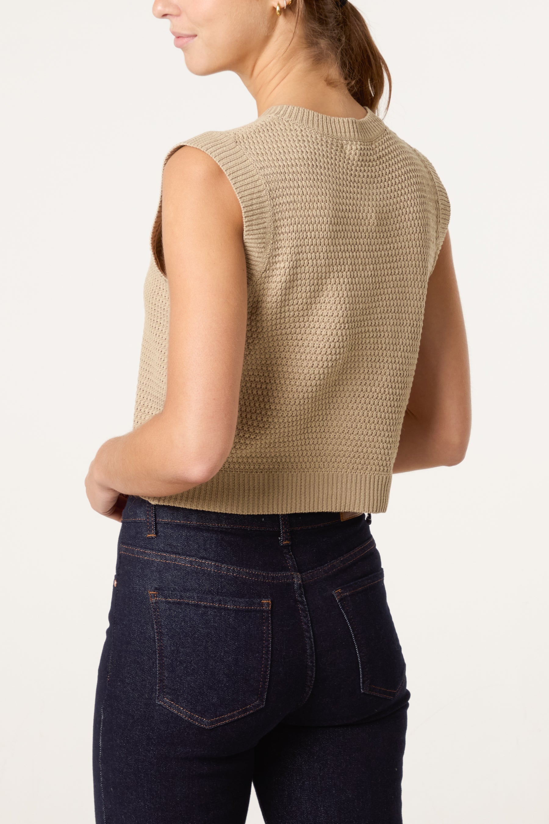Gold Shell Button Knit Vest