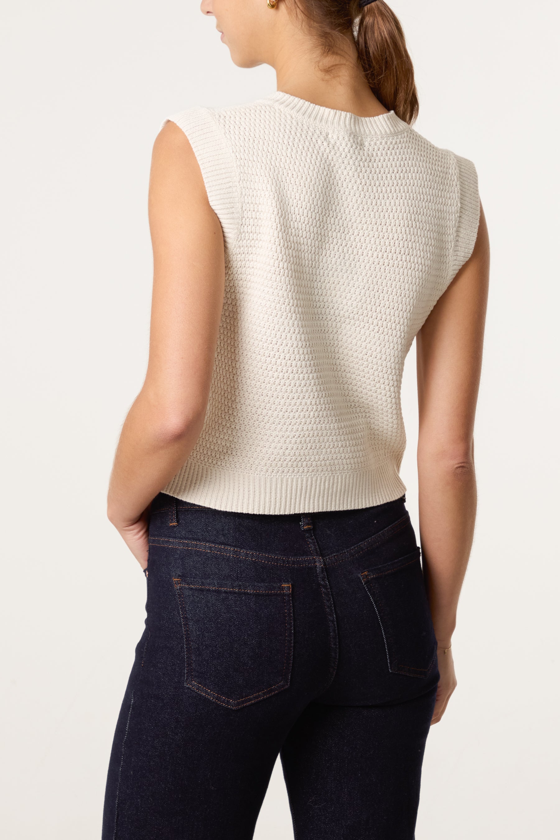 Gold Shell Button Knit Vest