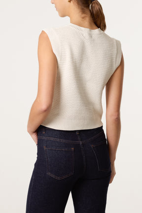 Gold Shell Button Knit Vest
