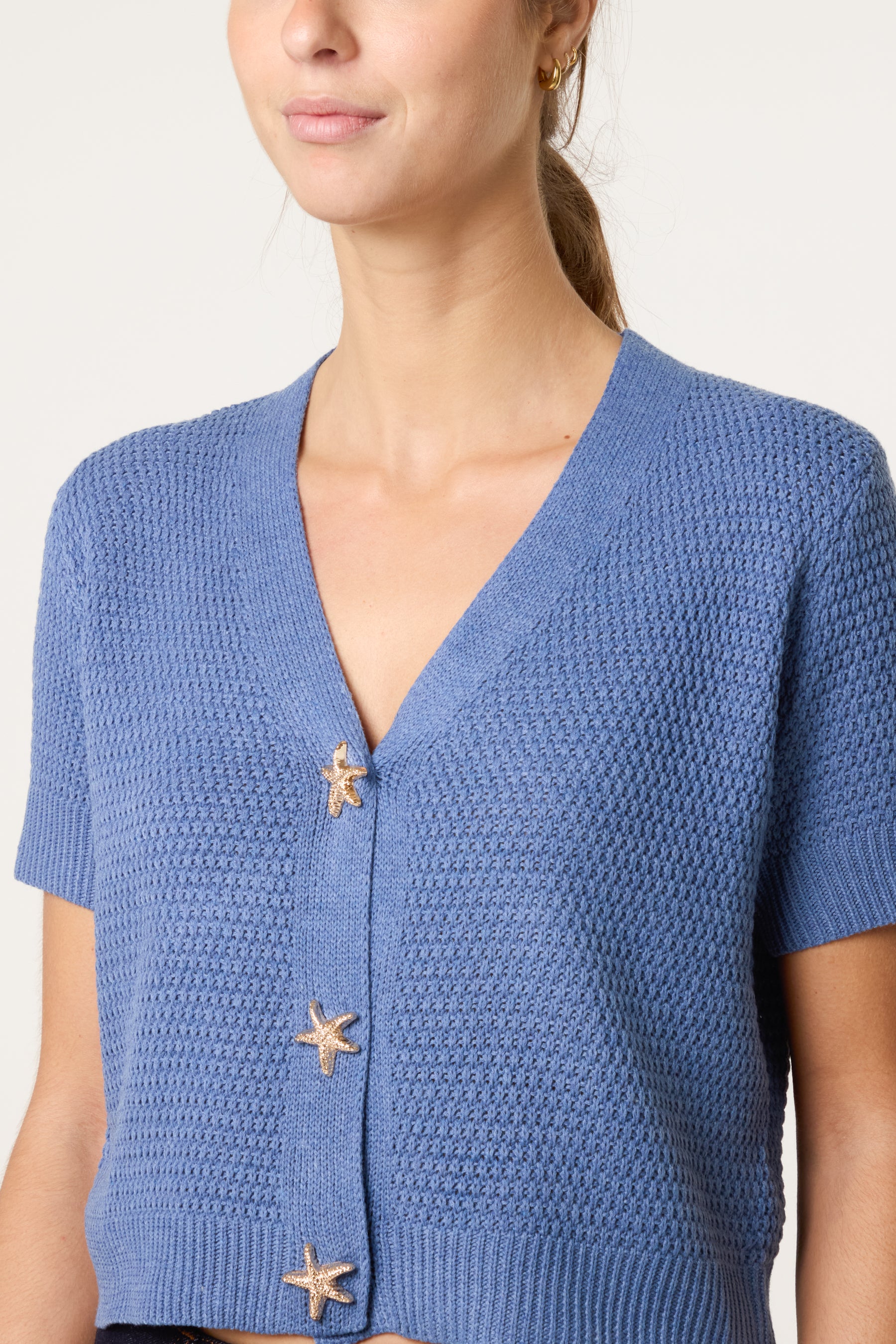 Starfish Gold Button Knit Cardigan