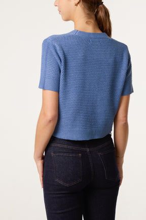 Starfish Gold Button Knit Cardigan