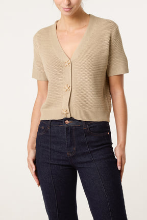 Starfish Gold Button Knit Cardigan