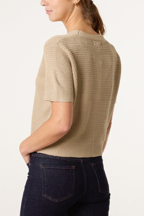 Starfish Gold Button Knit Cardigan