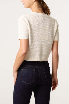 Starfish Gold Button Knit Cardigan