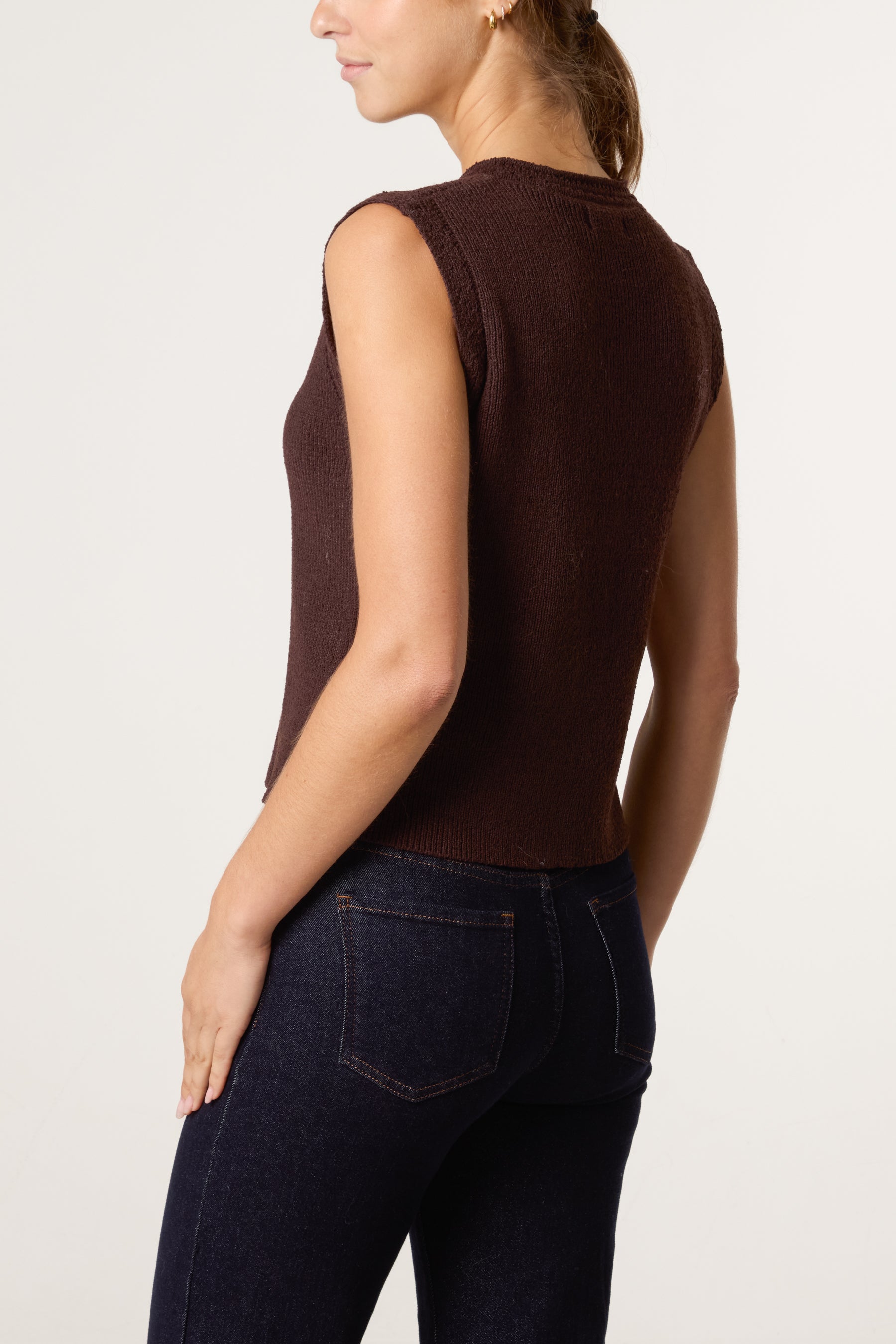 Flower Gold Button Knit Vest