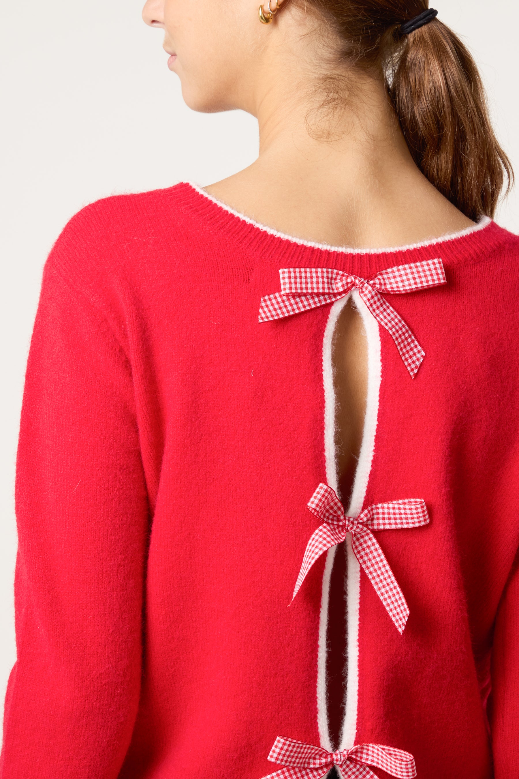 Back Gingham Bow Jumper