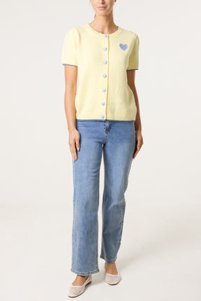 Heart Design & Button Knit Cardigan