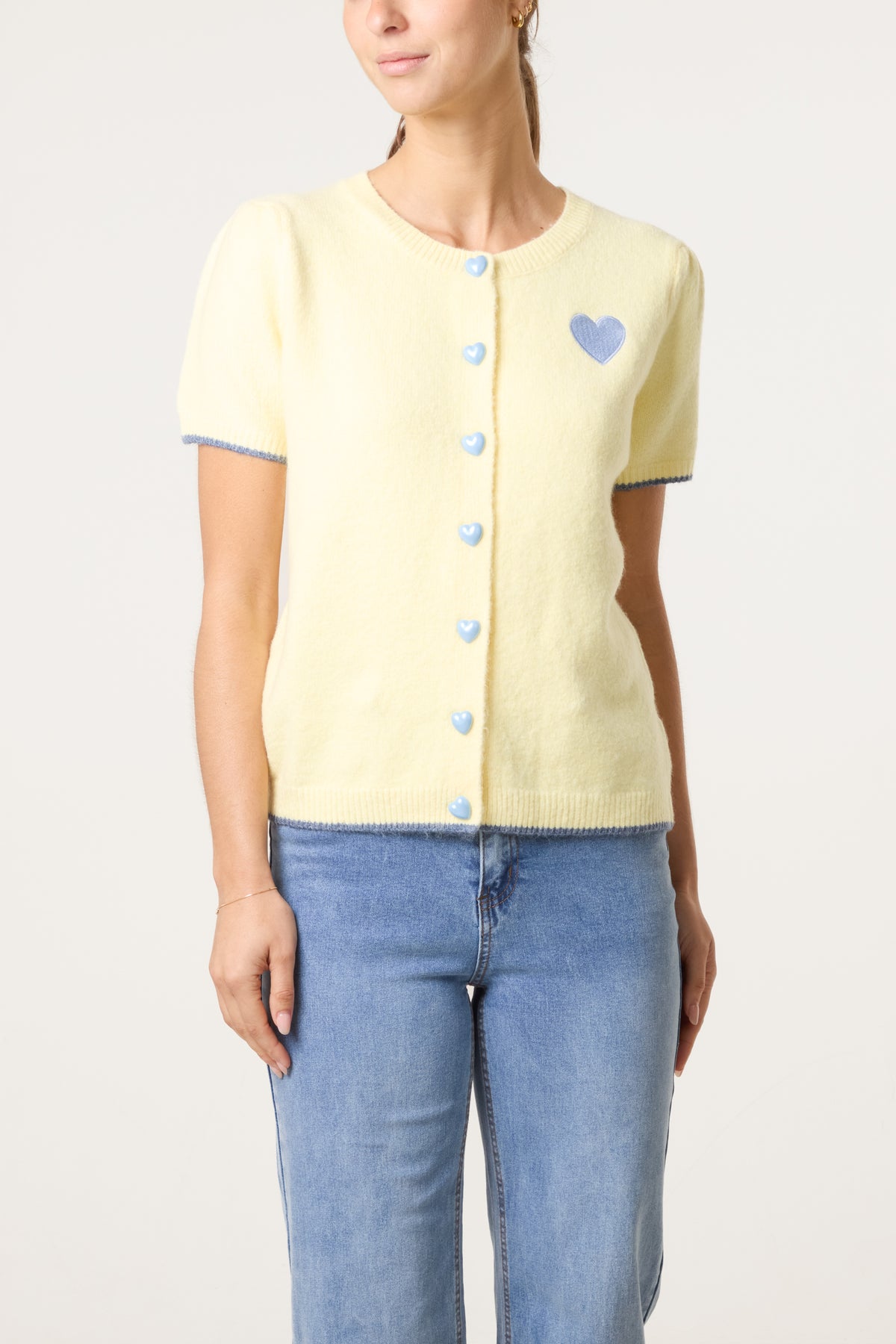 Heart Design & Button Knit Cardigan