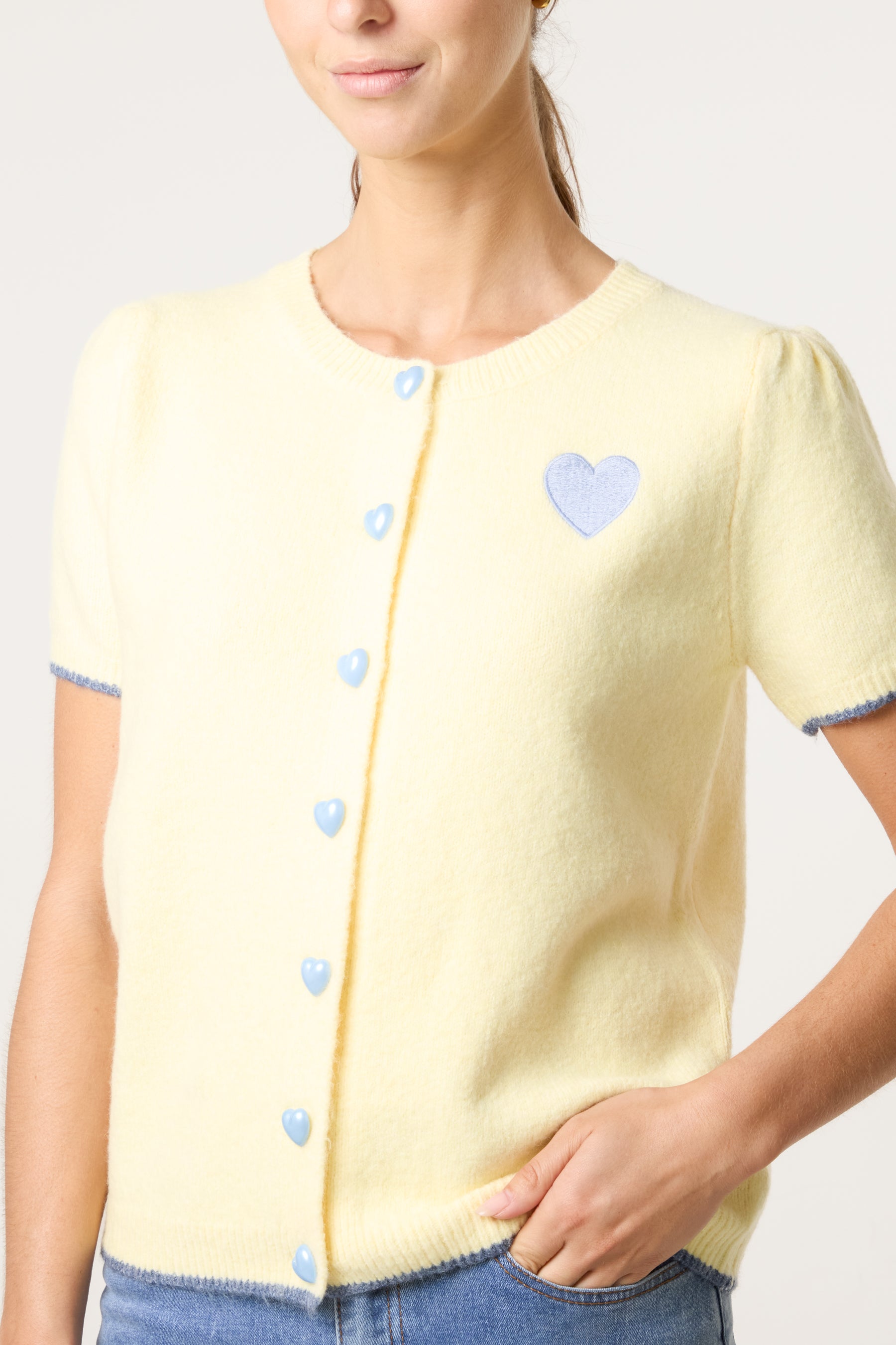 Heart Design & Button Knit Cardigan