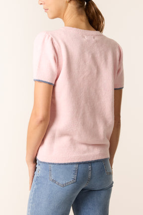 Heart Design & Button Knit Cardigan