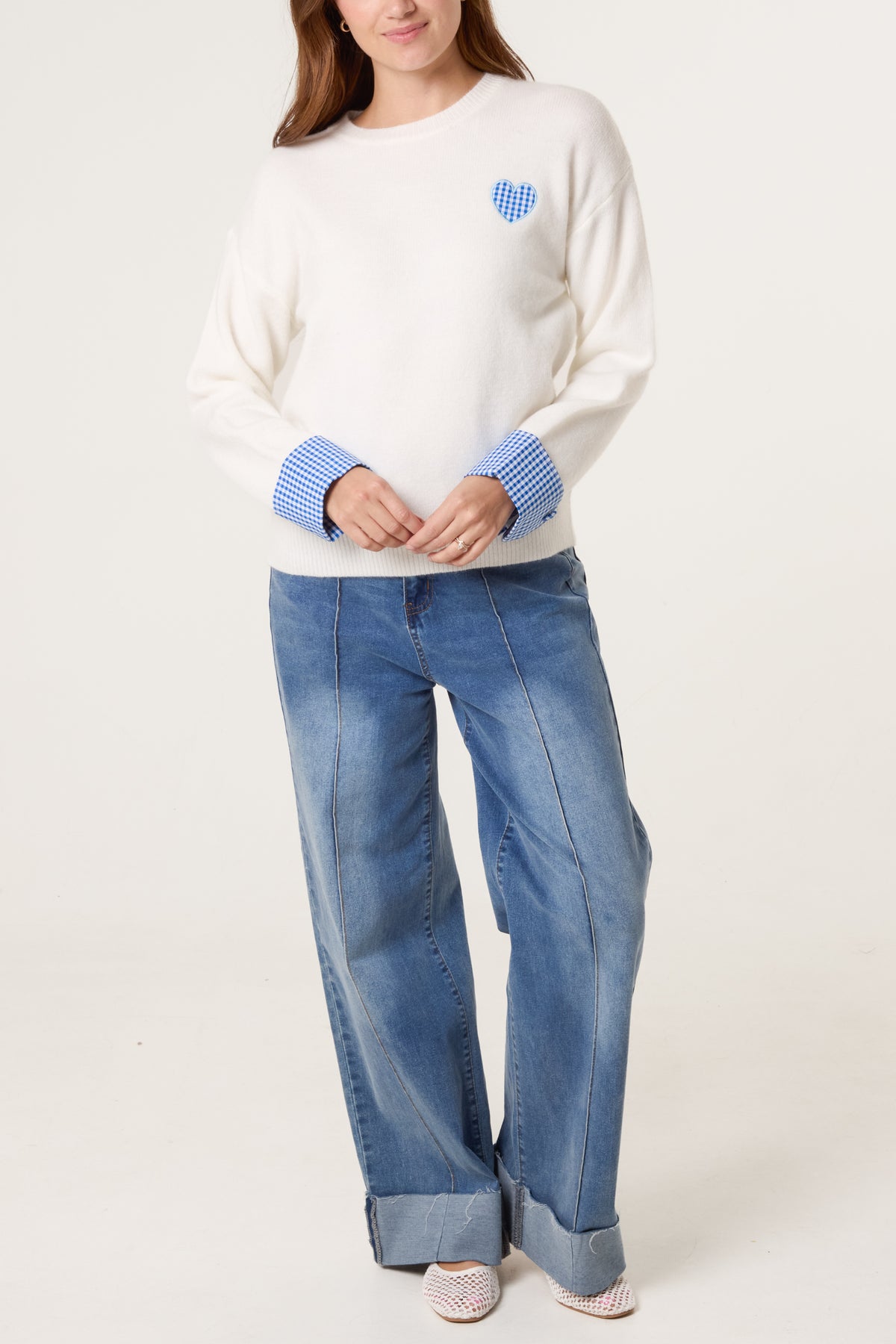 Gingham Heart & Cuff Jumper