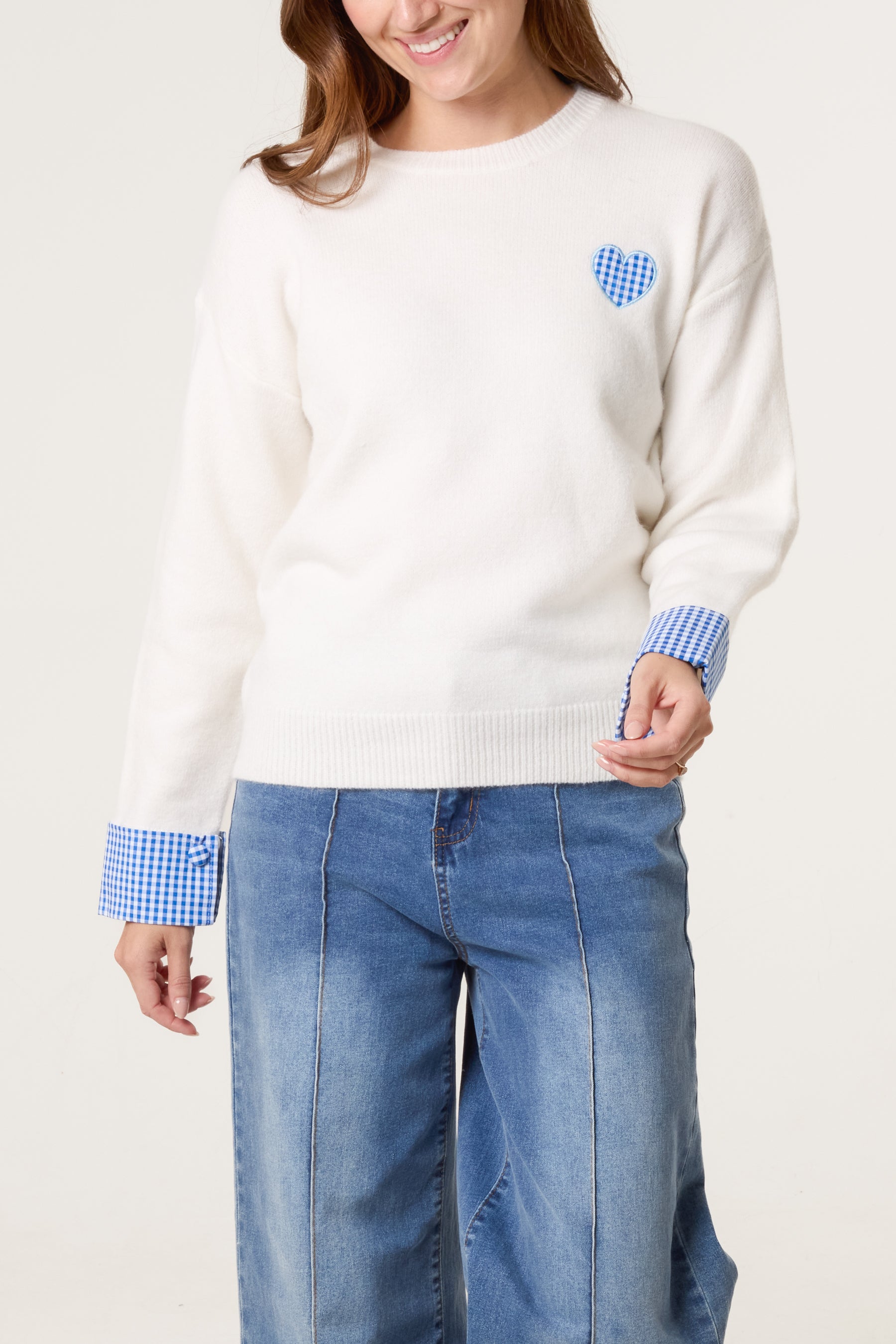 Gingham Heart & Cuff Jumper