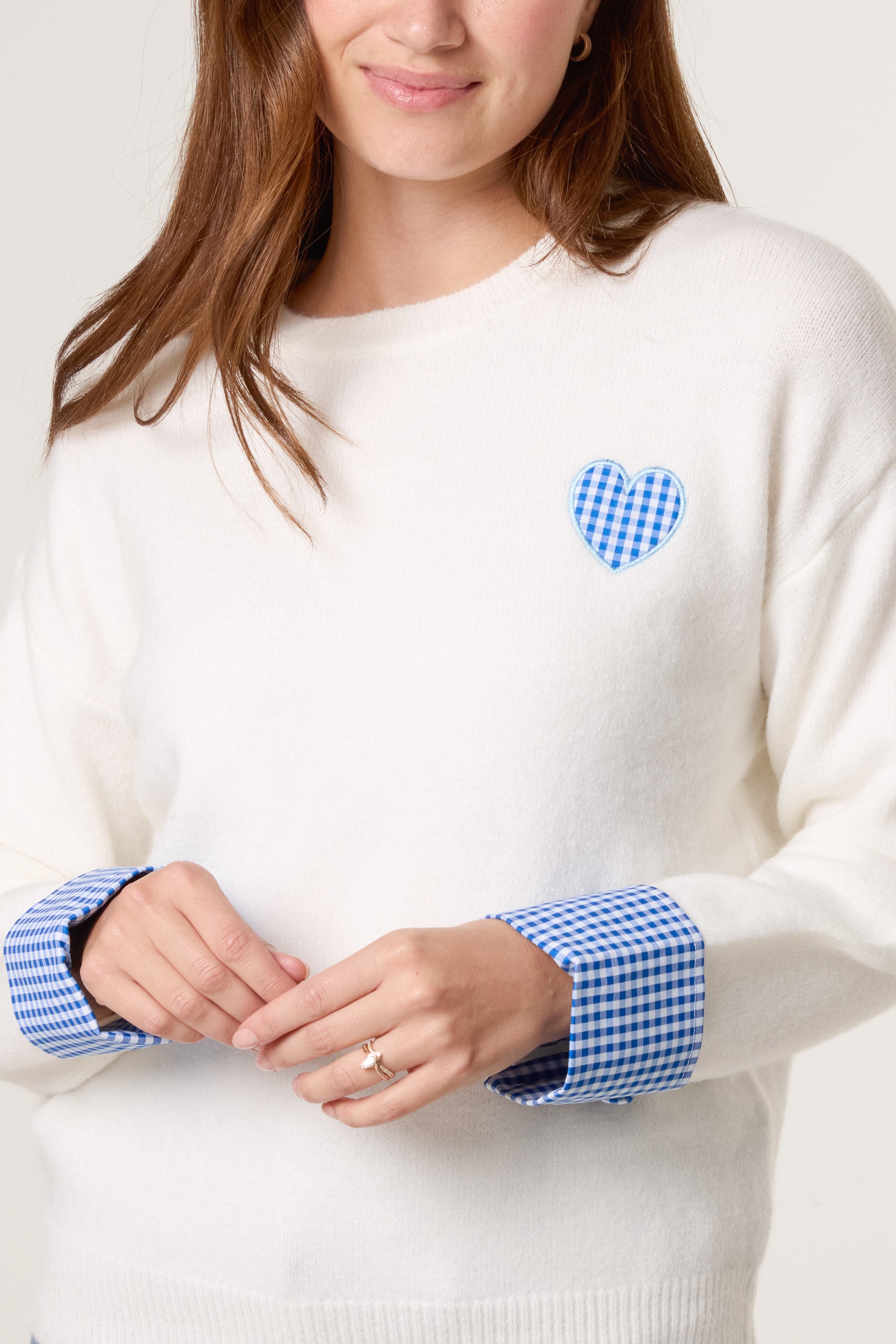 Gingham Heart & Cuff Jumper