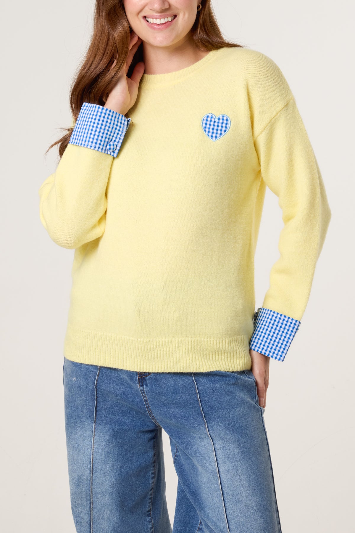 Gingham Heart & Cuff Jumper
