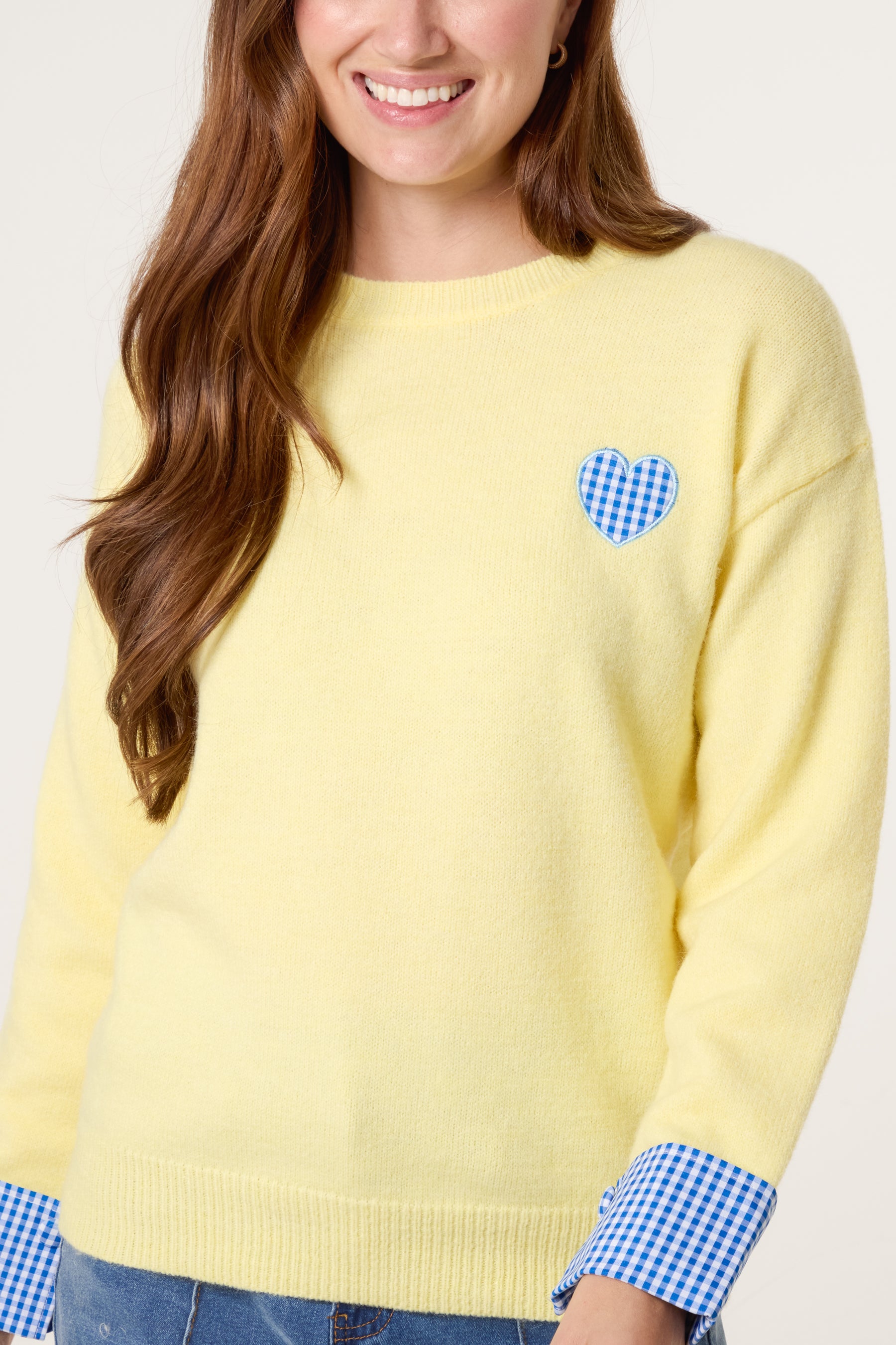 Gingham Heart & Cuff Jumper