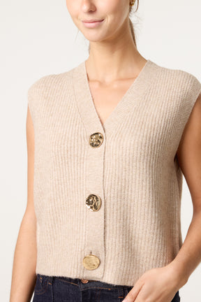 Gold Circle Button Knit Waistcoat