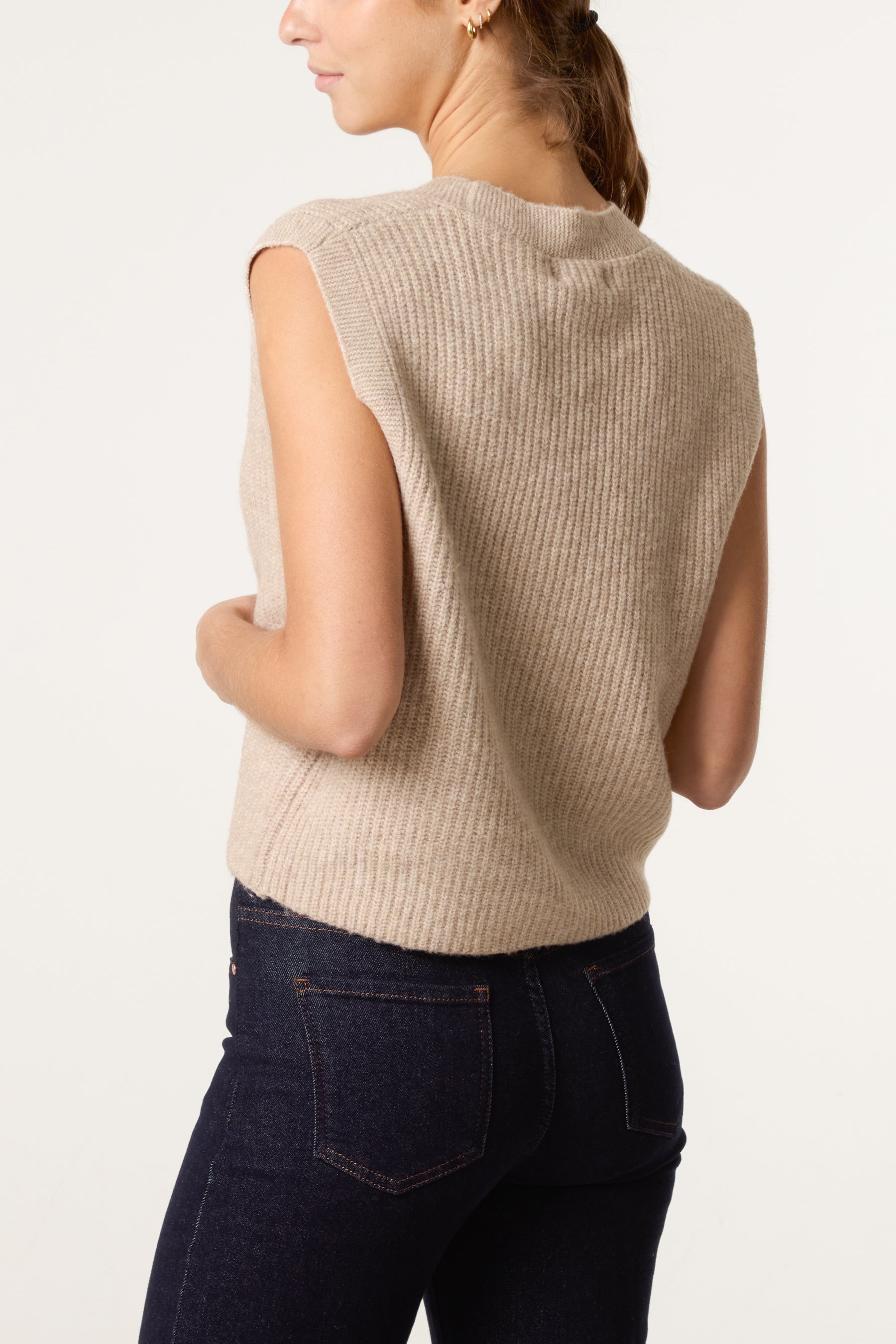 Gold Circle Button Knit Waistcoat