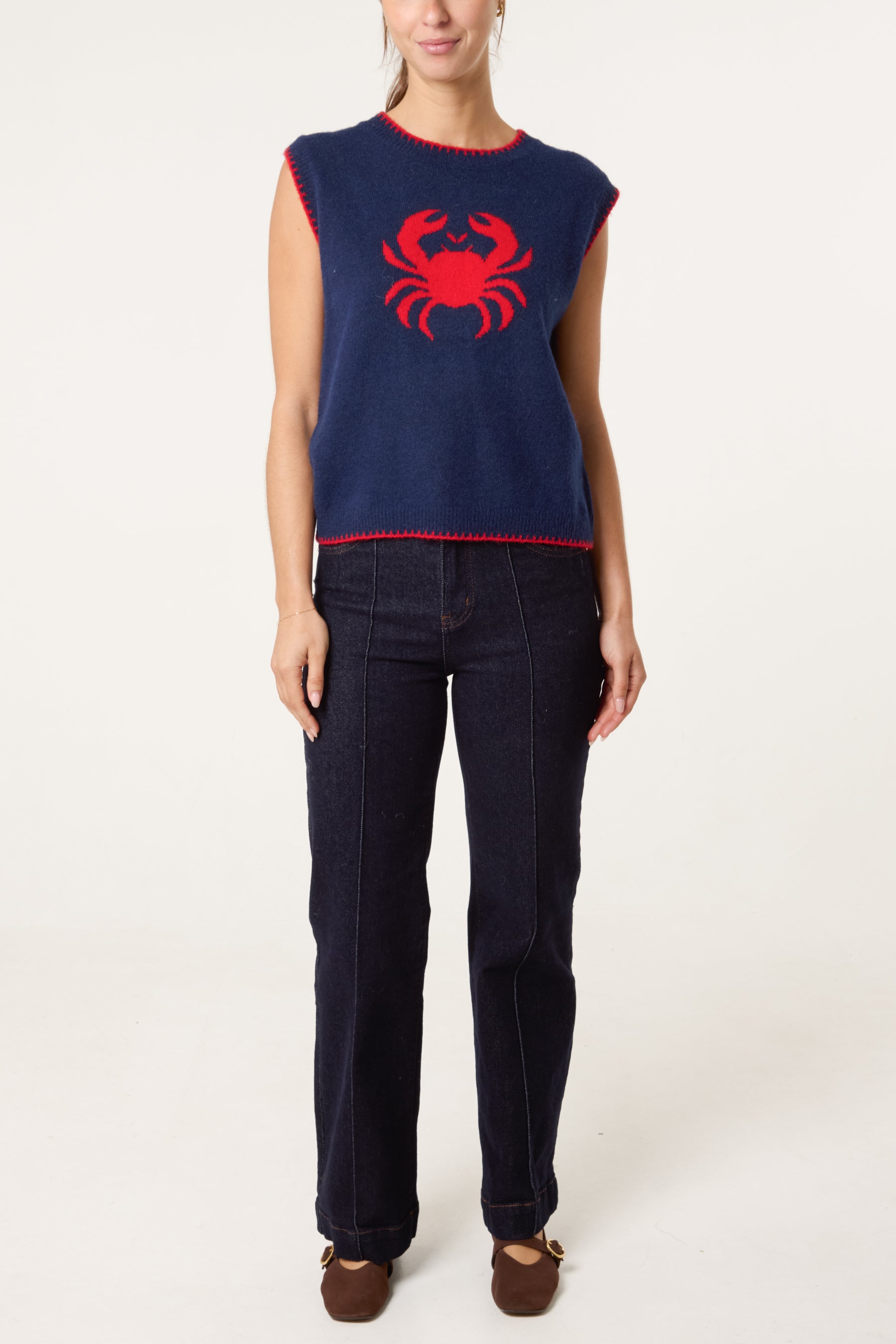 Crab Stitch Hem Knit Vest