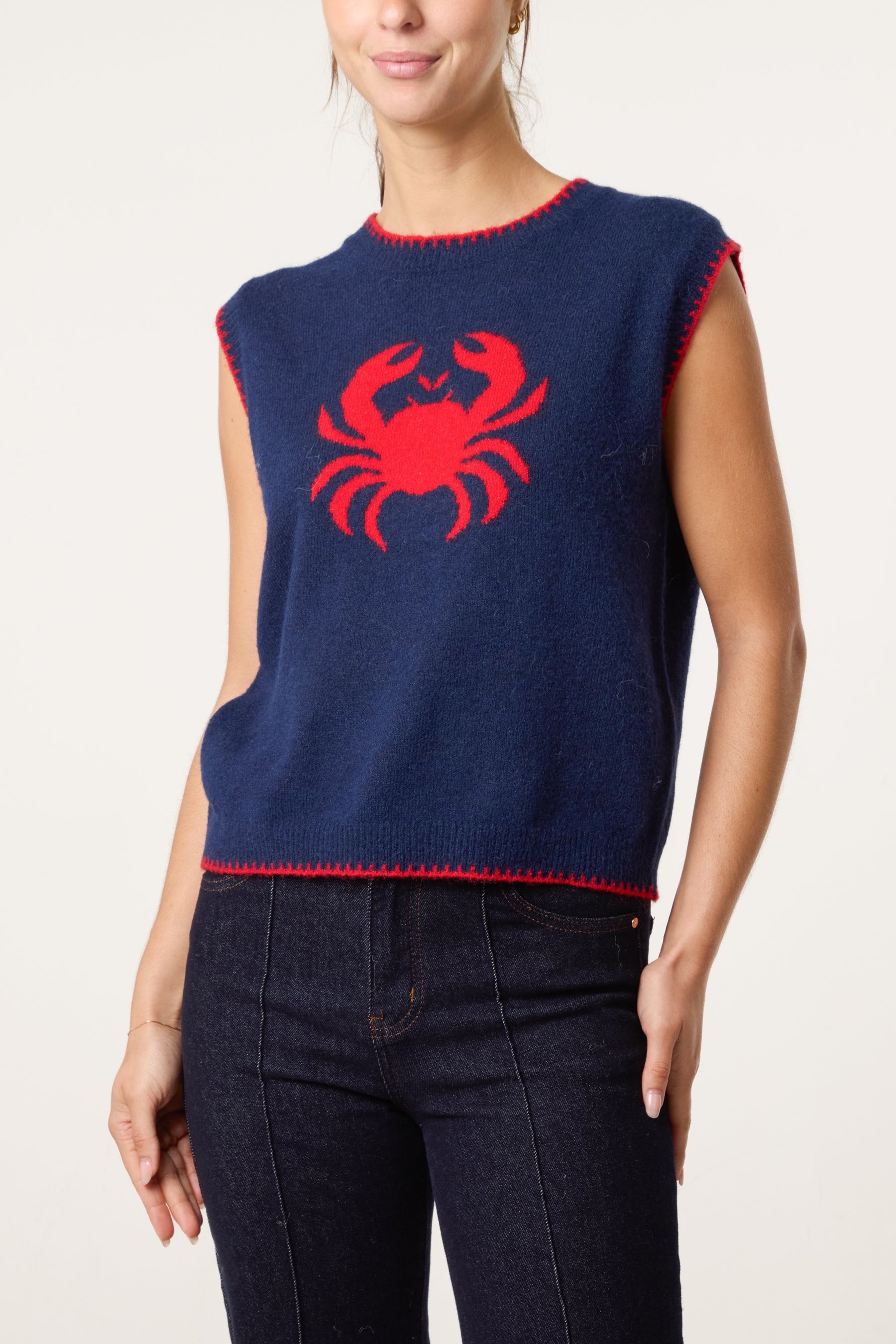 Crab Stitch Hem Knit Vest