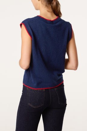 Crab Stitch Hem Knit Vest