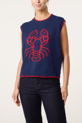Lobster Stitch Hem Knit Vest