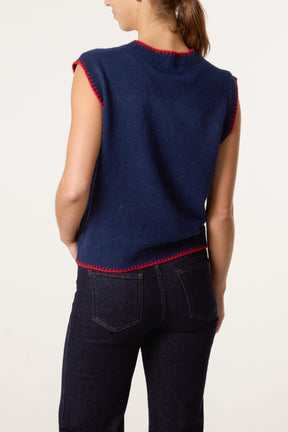 Lobster Stitch Hem Knit Vest