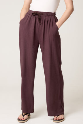 Linen-Blend Drawstring Trousers