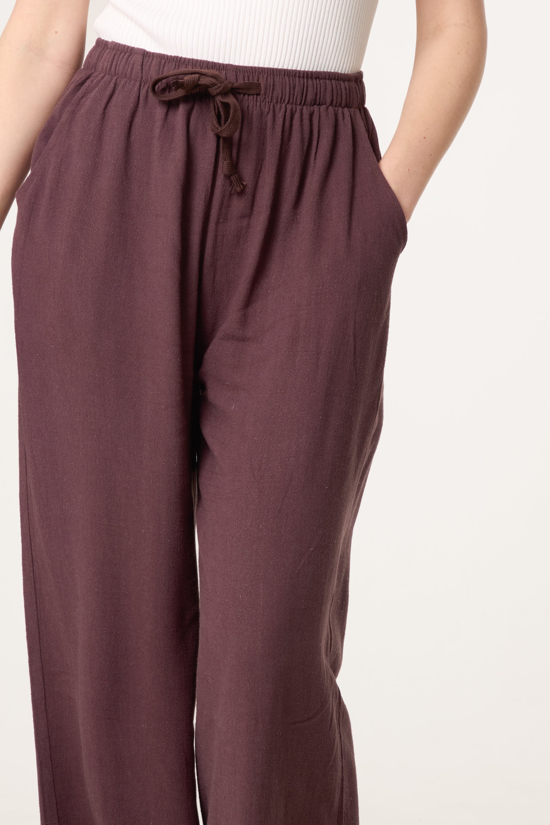 Linen-Blend Drawstring Trousers