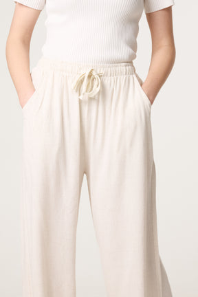 Linen-Blend Drawstring Trousers