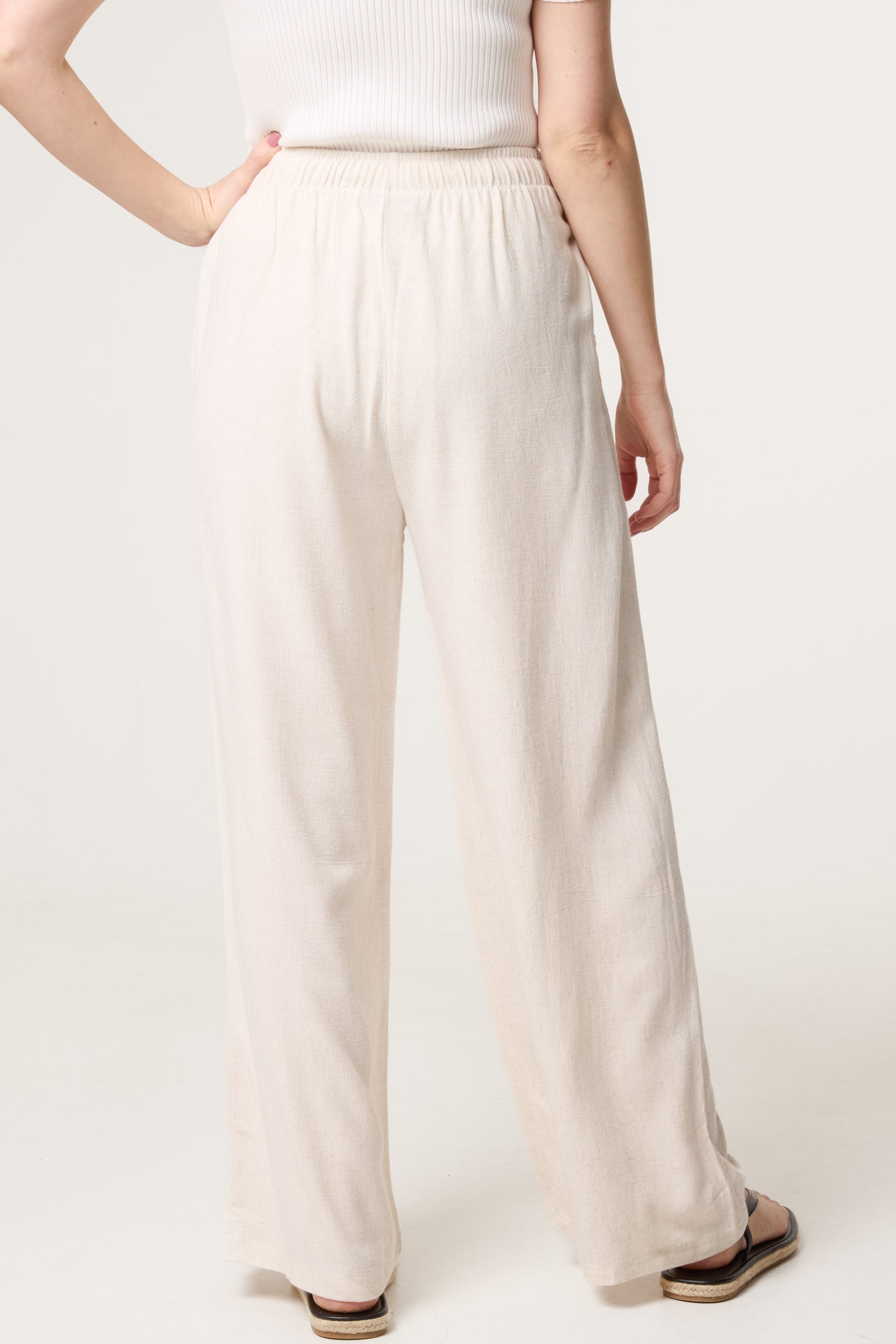 Linen-Blend Drawstring Trousers