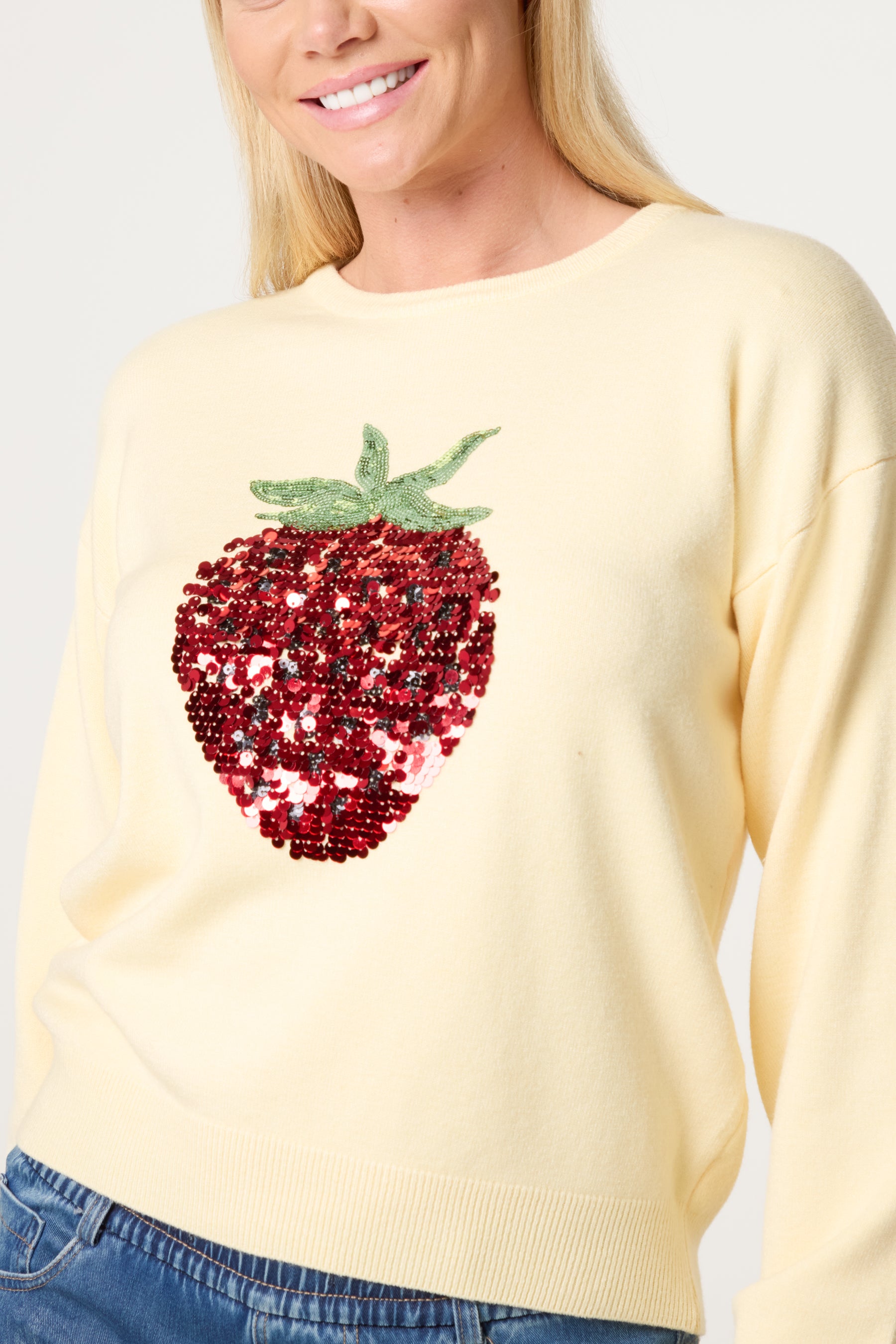 Embellished Sequin Strawberry Jumper